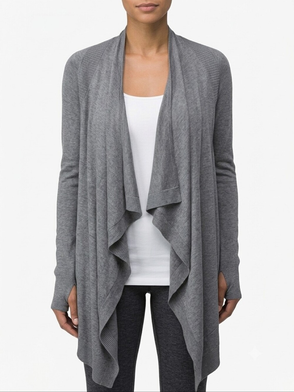 Lululemon Express Yourself Wrap Sweater Grey Cashmere Bamboo Cardigan 4